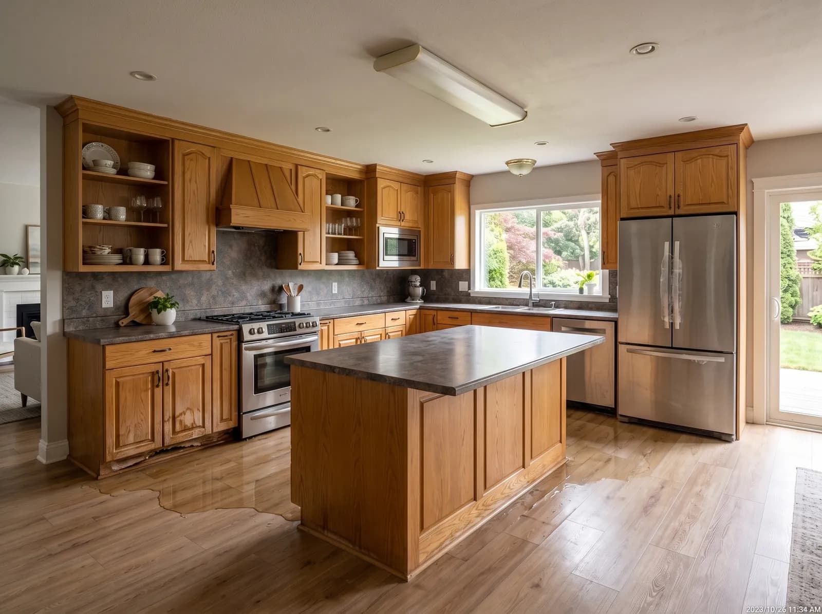 Kitchen — Dishwasher Leak — before restoration